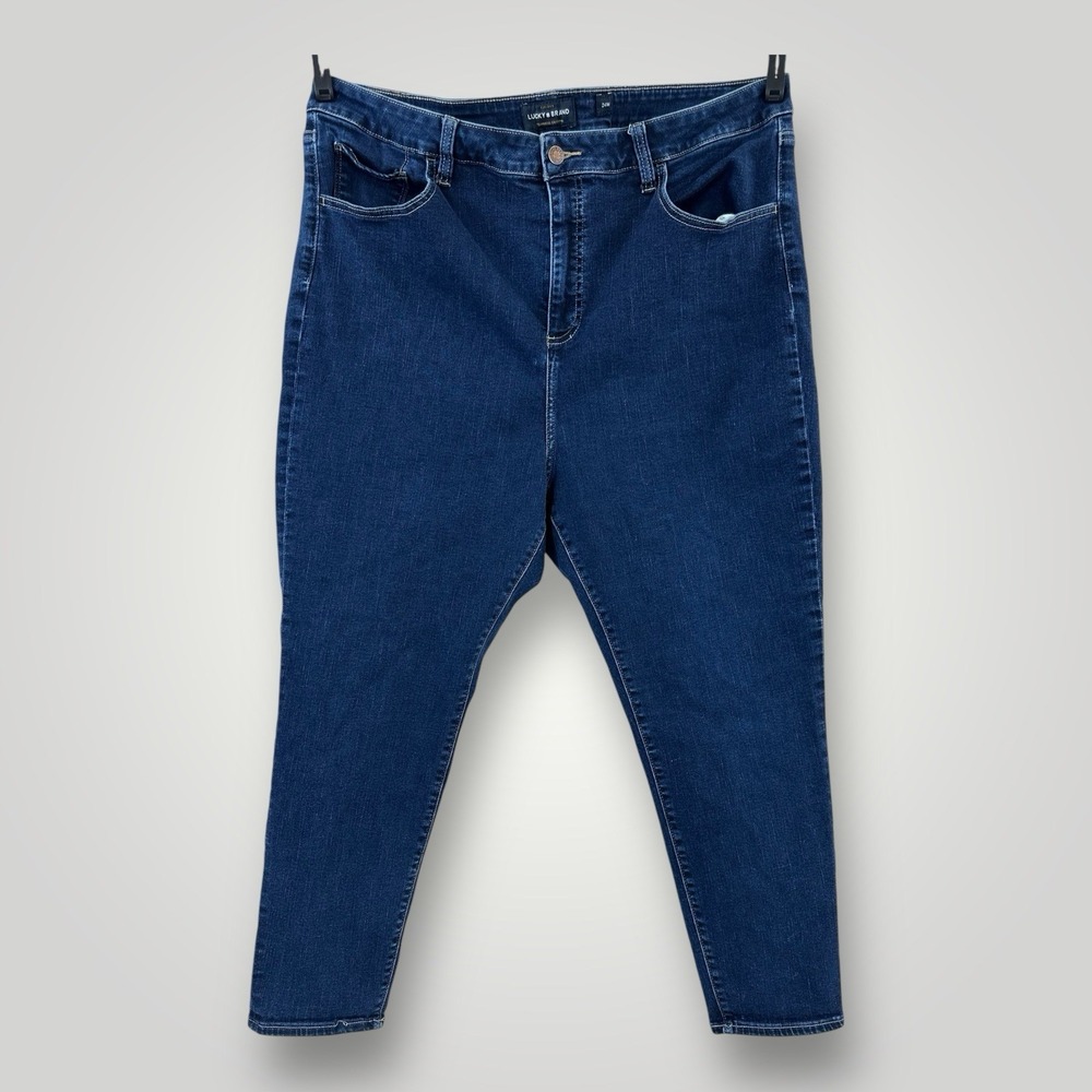 Lucky Brand‎ Jeans Emma Legging 24W 41x26 Straight Leg Blue Womans Dark Wash